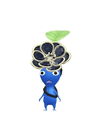 An animation of a Blue Pikmin with a Hair Tie from Pikmin Bloom