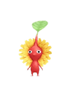 An animation of a Red Pikmin with a Dandelion from Pikmin Bloom.