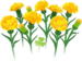 In-game texture for yellow carnation flowers on the map in Pikmin Bloom.