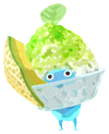 Lifelog artwork of an Ice Special Decor Pikmin with Shaved Ice decor from Pikmin Bloom.