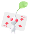 Lifelog artwork of a White Special Decor Pikmin with Playing Card decor from Pikmin Bloom.