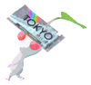 Lifelog artwork of a White Station Decor Pikmin with Ticket (Rare) decor from Pikmin Bloom.