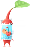 A red Decor Pikmin with the Post Office costume.
