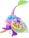 A Winged Decor Pikmin wearing a Halloween Treat
