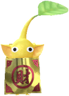 A Yellow Special Decor Pikmin with Lunar New Year Ornament: Gold decor from Pikmin Bloom.