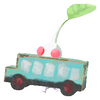 Lifelog artwork of a White Bus Stop Decor Pikmin with Bus Papercraft decor from Pikmin Bloom.