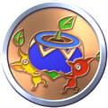 Novice Expedition Badge. The badge shows Pikmin carrying a Blue Seedling.