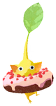 Lifelog artwork of a Yellow Sweetshop Decor Pikmin with Donut decor from Pikmin Bloom.