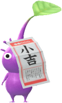 A Purple Fortune Decor Pikmin with the middle blessing fortune ("shokichi" 小吉)