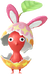 A Red Special Decor Pikmin with Bunny Egg decor from Pikmin Bloom.