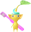 A Yellow Pharmacy Decor Pikmin with Toothbrush decor from Pikmin Bloom.