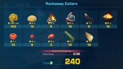 A screenshot of the Overtime Practice result screen from Rockaway Cellars.