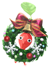 Lifelog artwork of a Red Special Decor Pikmin with 2025 Ornament decor from Pikmin Bloom.