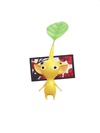 An animation of a Yellow Pikmin with a Flower Card from Pikmin Bloom