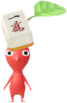 A Red Special Decor Pikmin with Mahjong Tile decor from Pikmin Bloom.