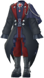 "Gothic Suit (Jet Black)" Mii costume in Pikmin Bloom.