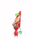 An animation of a Red Pikmin with a Party Popper from Pikmin Bloom.
