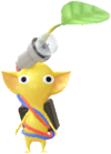 A yellow Decor Pikmin with a bulb