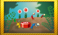 A complete set of Pikmin badges in Nintendo Badge Arcade.