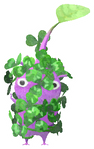 Lifelog artwork of a Purple Park Decor Pikmin with Clover decor from Pikmin Bloom.