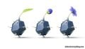 Artwork of Rock Pikmin of all three maturity stages walking.