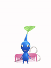 An animation of a Blue Pikmin with a Scissors from Pikmin Bloom.