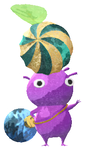 Lifelog artwork of a Purple Special Decor Pikmin with Ball Ornament decor from Pikmin Bloom.