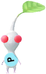 A White Roadside Decor Pikmin with Sticker decor from Pikmin Bloom.