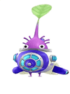 An animation of a Purple Pikmin with a Pikmin 4 Spaceship from Pikmin Bloom
