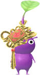 An event Purple Decor Pikmin wearing a golden Lunar New Year ornament.