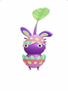 An animation of a Purple Pikmin with a Bunny Egg from Pikmin Bloom