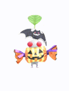 An animation of a white Pikmin with a halloween treat from Pikmin Bloom.