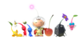 Artwork of Olimar and the Pikmin.