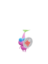 An animation of a Winged Pikmin with a Winter Sticker from Pikmin Bloom