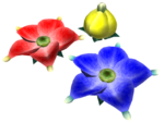 The three different Candypop Buds from Pikmin.