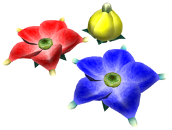 The three different Candypop Buds from Pikmin.