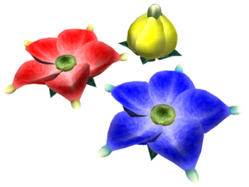 The three different Candypop Buds from Pikmin.