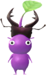 A purple Decor Pikmin in Forest (Stag Beetle) decor.