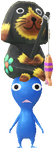 A Blue Special Decor Pikmin with Balinese Carving decor from Pikmin Bloom.