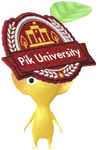 A Yellow University & College Decor Pikmin with College Crest Patch decor from Pikmin Bloom.