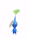 An animation of a Blue Pikmin with a Summer Sticker from Pikmin Bloom.
