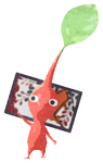 Lifelog artwork of a Red Special Decor Pikmin with Hanafuda Card (Volume 1) decor from Pikmin Bloom.