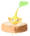 Lifelog artwork of a Yellow Bakery Decor Pikmin with Baguette decor from Pikmin Bloom.