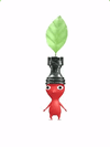 An animation of a Red Pikmin with a Black Chess Piece from Pikmin Bloom