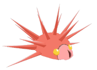 An unused alternate texture in Hey! Pikmin of the Togedo_rot. It is a variant of the Speargrub. Note the swapped color scheme. This variant of the image has it's spike protruded.