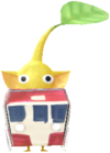 A yellow Decor Pikmin with the Station costume.