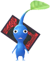 A Blue Special Decor Pikmin with Flower Card (Volume 1) decor from Pikmin Bloom.