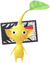 A Yellow Special Decor Pikmin with Flower Card (Volume 1) decor from Pikmin Bloom.