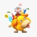 Nintendo Switch Online Pikmin 4 character icon element of an Ice Pikmin, a Red Pikmin, the player character, a Yellow Pikmin, and a Blue Pikmin atop Oatchi.