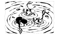 A drawing that represents Pikmin who were killed from drowning.